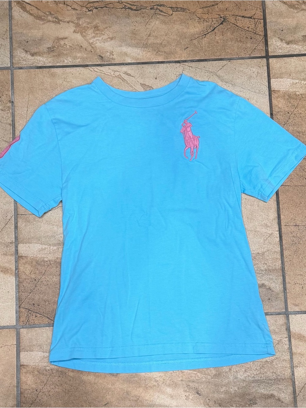 Polo by Ralph Lauren Bright Blue Tee with Pink Polo Player